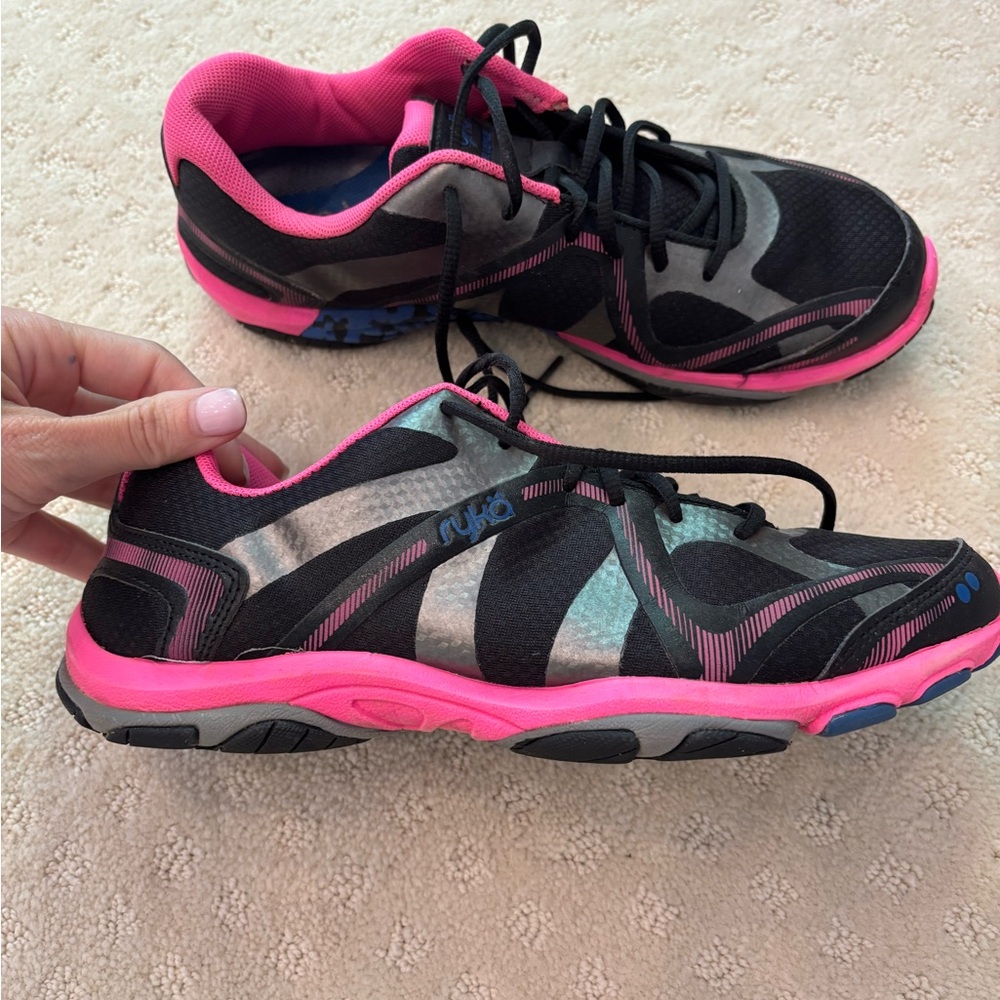 Ryka Black and Pink Athletic Shoes with Mesh Upper
